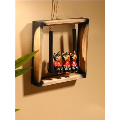 Сувенир интерьерный «Кошки на качелях», 19×19 см, дерево