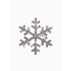 Брошь новогодняя «Снежинка» малая, радужная в серебре