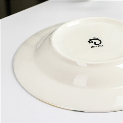 Тарелка глубокая Доляна «Лимон», d=20 см, цвет белый