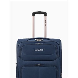 Чемодан на колёсах Royalbag большой 104 л (L), на молнии, с увеличением, кодовый замок, 4 колеса, синий