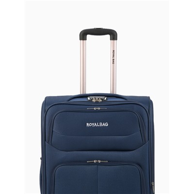 Чемодан на колёсах Royalbag большой 104 л (L), на молнии, с увеличением, кодовый замок, 4 колеса, синий