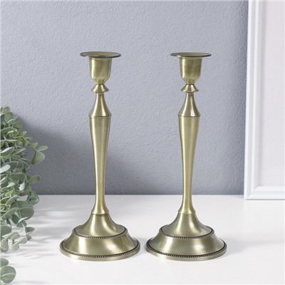 Металлический подсвечник на 1 свечу «Сканди», набор 2 шт., бронза, 24.5×10×10 см