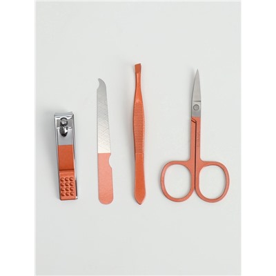 Набор маникюрный, 4 предмета, в футляре, розовый