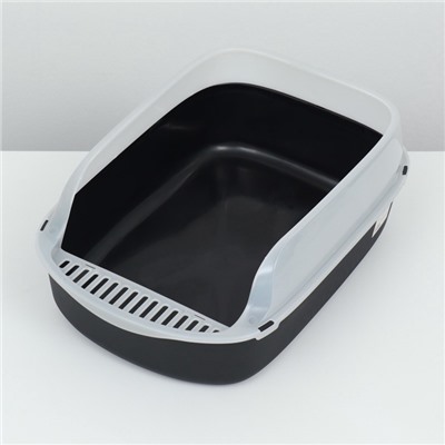 Туалет с бортом, 50×35×18 см, черный