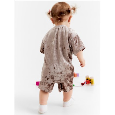 Костюм (шорты и футболка) Крошка Я «Бархат», рост 92-98 см, бежевый