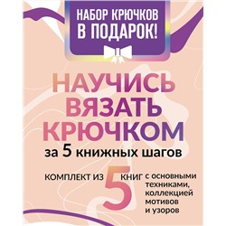 АСТ "Научись вязать крючком за 5 книжных шагов. Набор крючков в подарок"