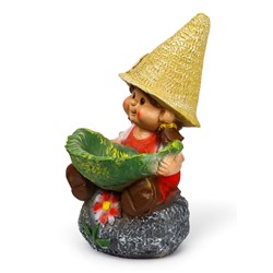 Садовая фигура из полистоуна «Девочка на камне с листом», 48×29×27 см