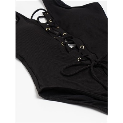 Купальник женский слитный MINAKU однотонный, цвет чёрный, размер 48