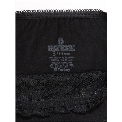 5940-02 Трусы для девочек с кружевом черные (BAYKAR)