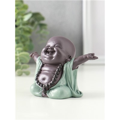 Фигурка полистоун «Счастливый хотей - приветствие солнца», зелёно-коричневый, 5×10.5×7.5 см