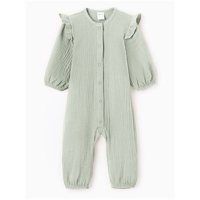Комбинезон детский «Крошка Я. Муслин», рост 62-68 см, оливковый