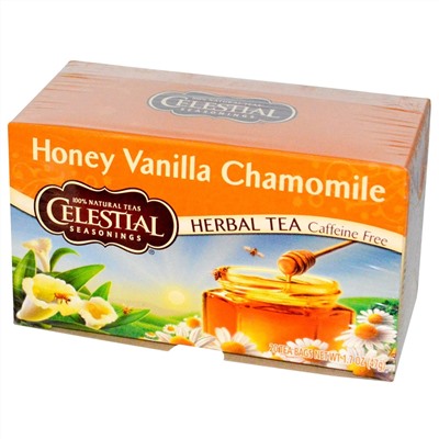 Celestial Seasonings, Травяной чай, без кофеина, мед, ваниль и ромашка 20 чайных пакетиков, 1.7 унции (47 г)