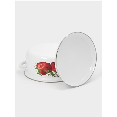 Кастрюля эмалированная, 4 л, d=26 см, с крышкой, белая