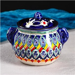 Сахарница узбекская Риштанская Керамика «Узоры», 800 мл, синяя