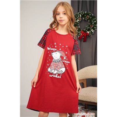 Новогодняя сорочка для девочки из хлопка Happyfox