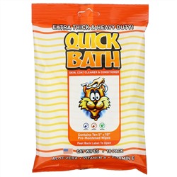 International Veterinary Sciences, Quick Bath, Skin, Coat Cleaner & Conditioner, Cat Wipes, 10 Pack
