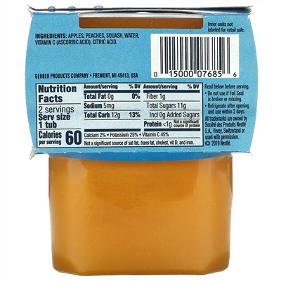 Gerber, Apple Peach Squash, Sitter, 2 Pack, 4 oz (113 g) Each