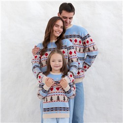 Свитер вязаный новогодний детский KAFTAN Scandinavia, размер 32 (110-116 см), голубой