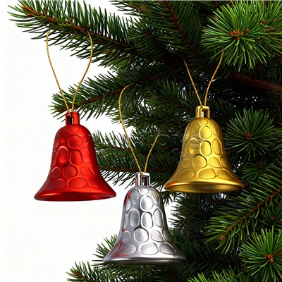 Новогоднее украшение "Колокольчики" (12шт х 4см)