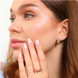 Комплект ювелирная бижутерия коллекция  "Дубай" серьги и кольцо 19 р, покрытие: позолота, вставка: фианиты, цвет: прозрачный,Уценка,  арт.08.3295 (314.563-19 )