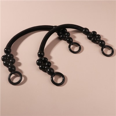 Ручки для сумки, 2 шт., вощёный шнур/дерево, 44×4 см, чёрные