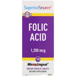 Superior Source, Folic Acid, 1,200 mcg, 100 Tablets