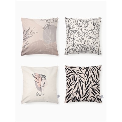 Набор декоративных наволочек Blossom - 4 шт., 40×40 см, велюр
