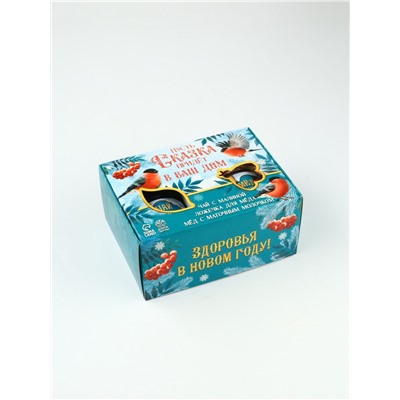 Подарочный набор новогодний «Сказка», мёд с маточным молочком 250 г, чай 50 г, ложка