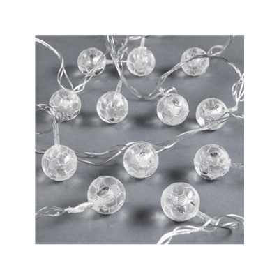 Гирлянда «Нить» 5 м с насадками «Футбольный мяч», IP20, прозрачная нить, 20 LED, свечение белое, 8 режимов, 220 В