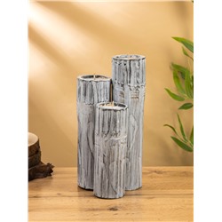 УЦЕНКА Свеча в бамбуке тройная, 15×13×30 см, 100 мл, цв. серый