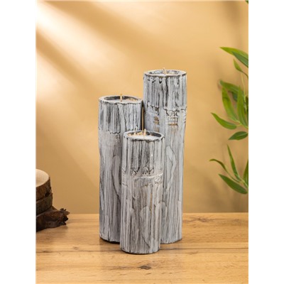 УЦЕНКА Свеча в бамбуке тройная, 15×13×30 см, 100 мл, цв. серый