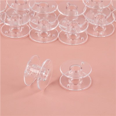 Набор шпулек в двустороннем органайзере, d=20 мм, 25 шт., прозрачный