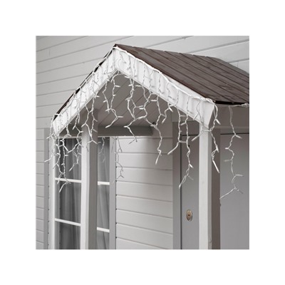 Гирлянда «Бахрома» 3×0.6 м, IP65, УМС, белая нить каучук, 108 LED, свечение синее, 220 В