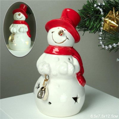 Фигурка Снеговик новогодний 13 см / FP23604 /уп 64/LED