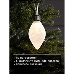 Ёлочный шар «Снежный шар», 7×14 см, 1 LED, от батареек LR44×3, свечение тёплое белое