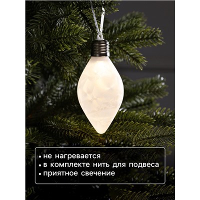 Ёлочный шар «Снежный шар», 7×14 см, 1 LED, от батареек LR44×3, свечение тёплое белое