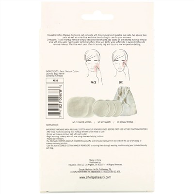 AfterSpa, Reusable Cotton Make Up Removers, 6 Piece Set