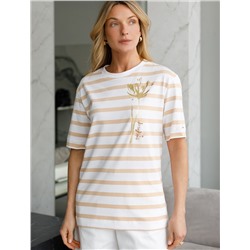 Свободная футболка с принтом из премиального хлопка с эластаном