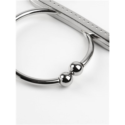 Фермуар пришивной, 12.5×7.5 см, с ручкой d=7.5×9 см, цвет серебряный