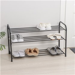 Подставка для обуви, 3 полки, 82,5×32×48,5 см, чёрная
