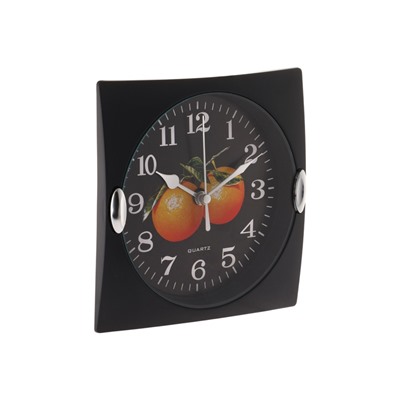 Часы настенные для кухни «Фрукты», для дома и дачи, 15×15 см, d=13 см, чёрные