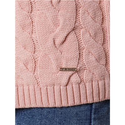 Удлиненный свитер фактурной вязки с узором косы