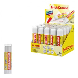 Клей-карандаш 15 гр ПВП (PVP) ЭКСТРА Кристалл, повышенной прозрачности 11007 ErichKrause