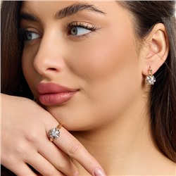 Комплект ювелирной бижутерии коллекция "Дубай" серьги и кольцо 20 р, покрытие позолота, вставка: фианиты, цвет: прозрачный, арт.217.495-20