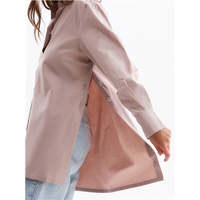 Рубашка женская удлиненная MINAKU: Casual Collection, размер 42, серо-розовая