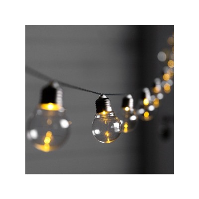 Гирлянда «Нить», 2.7 м, с насадками «Лампы», уличная, IP44, 10 LED, 8 режимов, солнечная батарея, тёмная нить, свечение тёплое белое