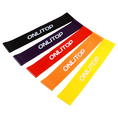 УЦЕНКА Набор фитнес-резинок ONLYTOP: нагрузка 10, 15, 20, 25, 30 кг, 5 шт., 30×5 см