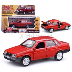 Машина металл LADA-21099 "Спутник" 12 см, (откр., двери, багаж, красный) инерц, в коробке.