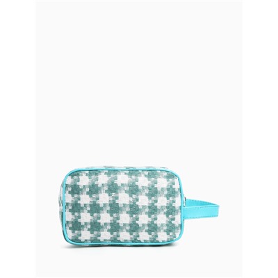 Косметичка женская на молнии, с ручкой, с рисунком, белая/зелёная