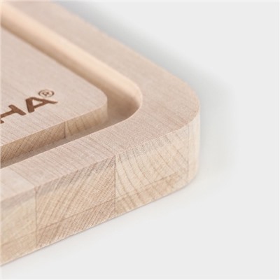 Доска разделочная деревянная с канавкой, 33×22×1.5 см, берёза